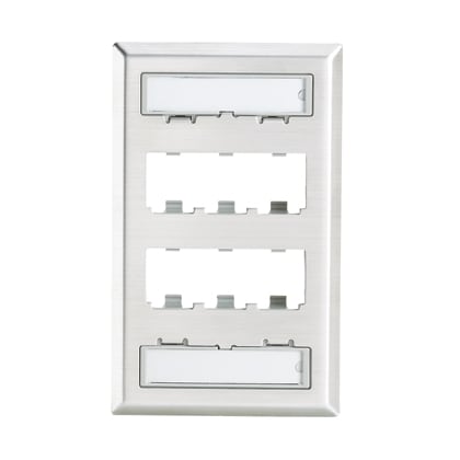 Panduit Corp - Panduit CFPL6SY , Stainless Steel, Faceplate, with label 6 port