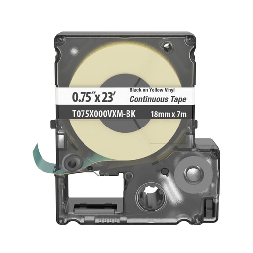 Panduit Corp - Panduit T075X000VXM-BK MP Printer Continous Tape, Safety & ID, Vinyl, Black/YL, .75" W
