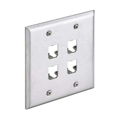 Panduit Corp - Panduit CFP4S-2GY Double Gang, Stainless Steel, Faceplate, 4 Port