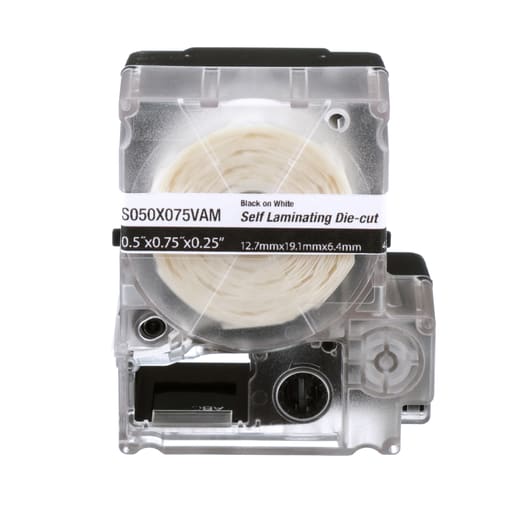 Panduit Corp - Panduit S050X075VAM MP Printer Self-Laminated Label, Vinyl, White, 0.75"x0.5", 0.25"POH