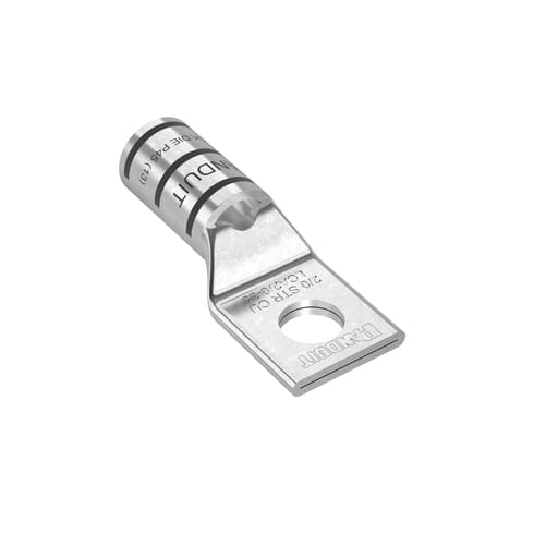 Panduit Corp - Panduit LCA2/0-38-X 1-Hole Copper Compression Lug, Standard Barrel w/ Window, 2/0 AWG, 3/8"bolt