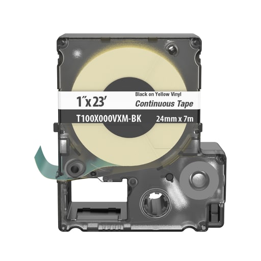 Panduit Corp - Panduit T100X000VXM-BK MP Printer Continuous Tape, Safety & ID, Vinyl, Black/Yellow, 1"W