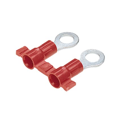 Panduit Corp - Panduit PV18-8RB-3K Ring Terminal, Red, Vinyl, 18-22 AWG, #8 Stud, PK3000