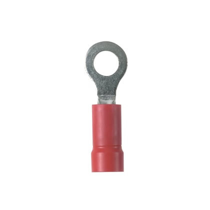 Panduit Corp - Panduit EV18-8RB-Q Ring Terminal, Red, Vinyl, 3/20" Stud, 22-18 AWG, PK25