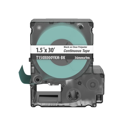 Panduit Corp - Panduit T150X000YKM-BK MP Printer Cont. Tape, Safety & ID, Polyest, Black/Clr, 1.5" W