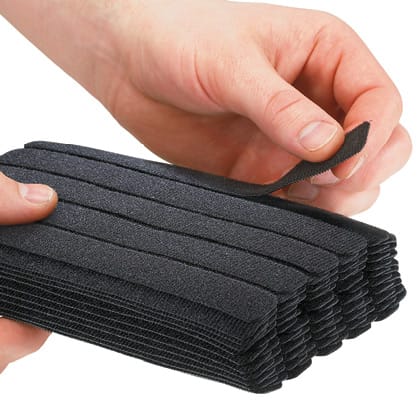 Panduit Corp - Panduit HLB2S-C0 Hook & Loop Stacked Strip Ties, 7.0"L (178mm), .75"W (19.1mm), 100 pcs, Black