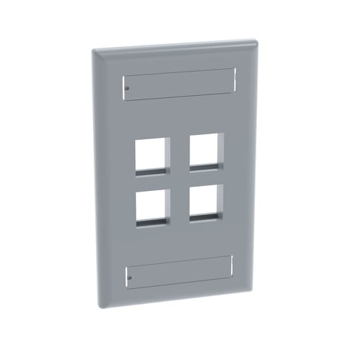 Panduit Corp - Panduit NK4FIGY Faceplate, 4-Port, International Gray, with Label Pocket
