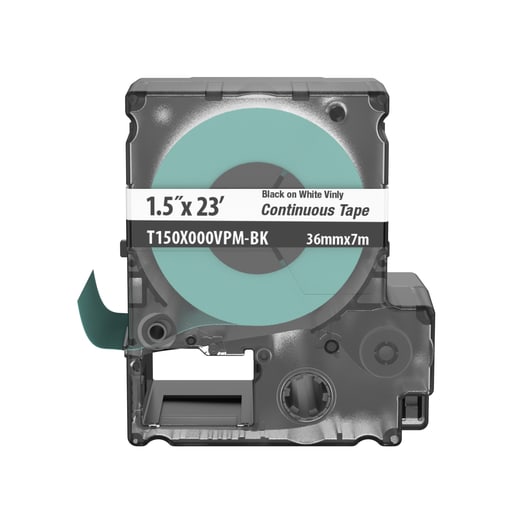 Panduit Corp - Panduit T150X000VPM-BK MP Printer Cont. Tape, Safety & ID, Vinyl, Black/Wht, 1.5" W