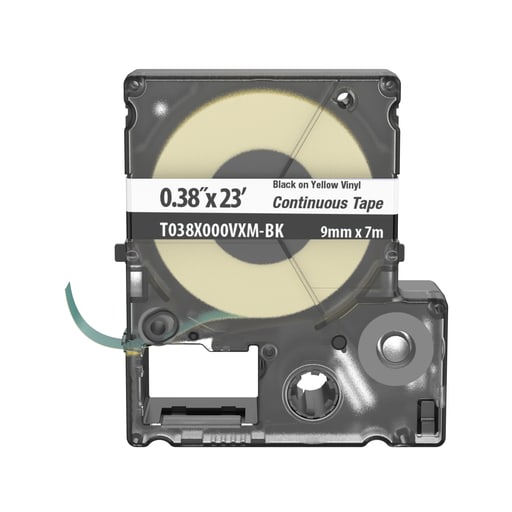 Panduit Corp - Panduit T038X000VXM-BK MP Printer Continuous Tape, Safety & ID, Vinyl, Black/Yl, .38" W