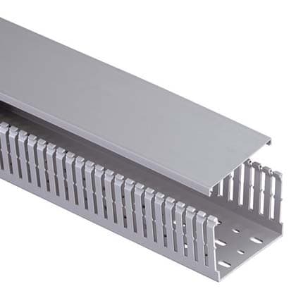 Panduit Corp - Panduit MC37X50IG2 Slotted Metric Duct, PVC, 37mm x 50mm x 2M, Light Gray