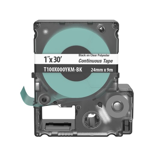 Panduit Corp - Panduit T100X000YKM-BK MP Printer Continuous Tape, Safety & ID, Polyester, Black/Clr, 1" W