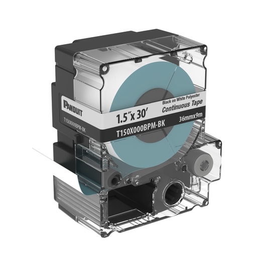 Panduit Corp - Panduit T150X000BPM-BK PXE Cassette, Continuous Tape, Polyester, 1.5" W x 30' L, Black/WH