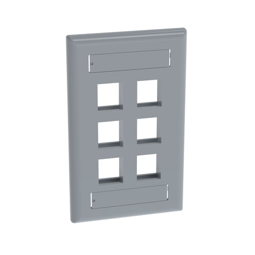 Panduit Corp - Panduit NK6FIGY Faceplate, 6-Port, International Gray, with Label Pocket