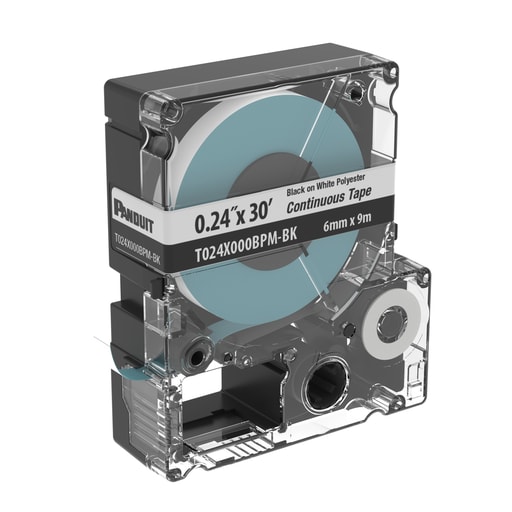 Panduit Corp - Panduit T024X000BPM-BK PXE Cassette, Continuous Tape, Polyester, .24" W x 30' L, Black/WH