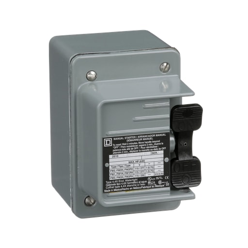 Square-D / Schneider - Square D 2510FW1H 277 VAC 16 Amp 1 Hp 1-Pole NEMA 4 Non-Reversing Manual Starter