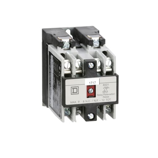 Square-D / Schneider - Square D 8501XO20V03 220/240 VAC 10/5 Amp 2-Pole 2NO Panel Mount AC Operated Control Relay
