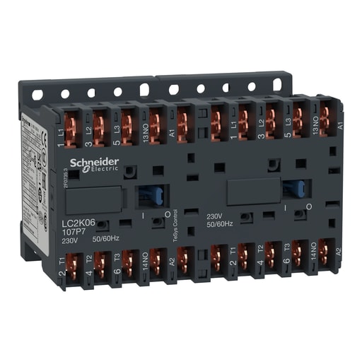 Square-D / Schneider - Square D LC2K09107B7 575 VAC 9 Amp 3-Pole 1NO Slip-On Terminal Full Voltage Reversing IEC Contactor
