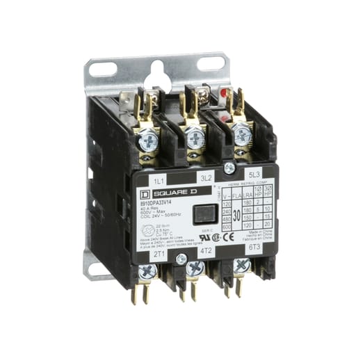 Square-D / Schneider - Square D 8910DPA33V14 24 VAC 30 Amp 3-Pole 3NO NEMA 1 Non-Reversing Definite Purpose Contactor