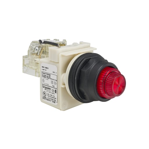 Square-D / Schneider - Square D 9001SKT35R31 30 mm 24/28 VAC/VDC Red Lens Plastic Bezel Push to Test Round Pilot Light