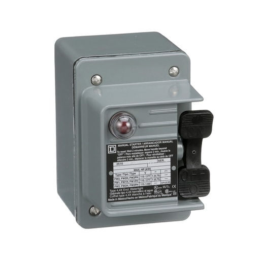 Square-D / Schneider - Square D 2510FW2P 277 VAC 16 Amp 1 Hp 2-Pole NEMA 4 Non-Reversing Manual Starter