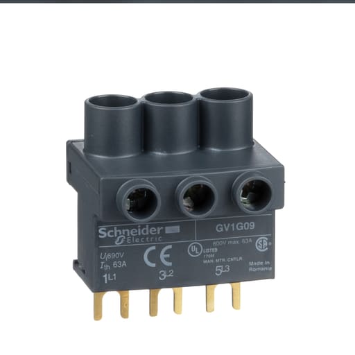 Square-D / Schneider - Square D GV1G09 3-Pole 575 VAC 63 Amp -2 14 to 6 AWG Solid Manual Starter Terminal Block
