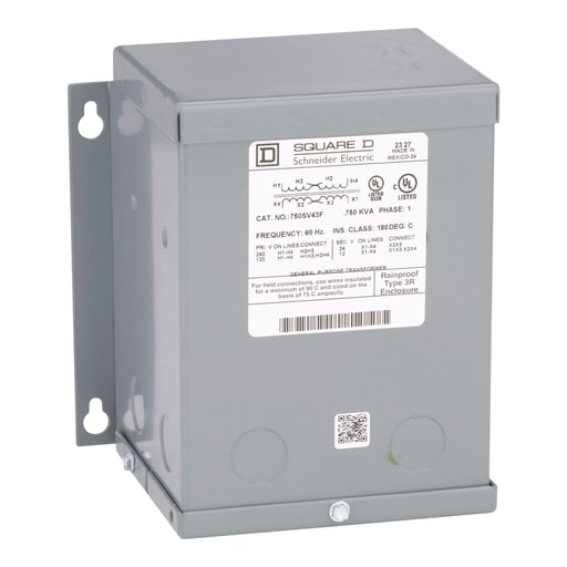 Square-D / Schneider - Square D 750SV43F 0.75 kVa 120 x 240 VAC Primary 12/24 VAC Secondary Dry Type Buck and Boost Transformer