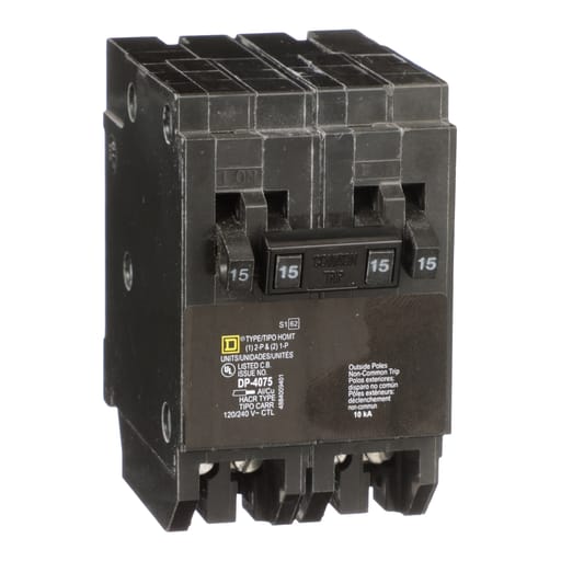 Square-D / Schneider - Square D HOMT1515220 120/240 Volt 15 Amp Miniature Circuit Breaker
