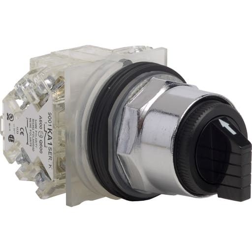 Square-D / Schneider - Square D 9001KS53BH2 30 mm 10 Amp 600 VAC/VDC 2NO 2NC 3-Position Round Knob Non-Illuminated Selector Switch