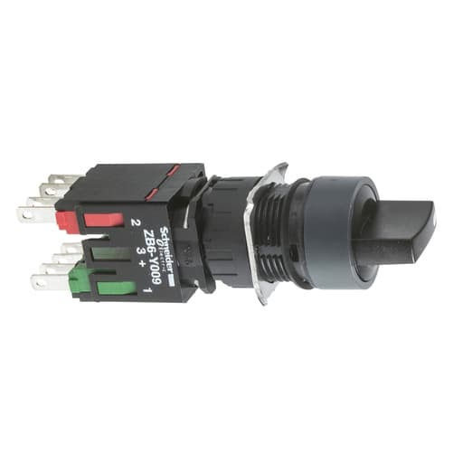 Square-D / Schneider - Square D XB6AD235B 16 mm 1.5 Amp 240 VAC 1NO 1NC 3-Position Maintained Round Knob Non-Illuminated Selector Switch