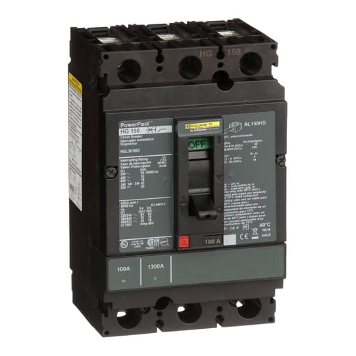 Square-D / Schneider - Square D HGL36100C 600 Volt 100 Amp Molded Case Circuit Breaker