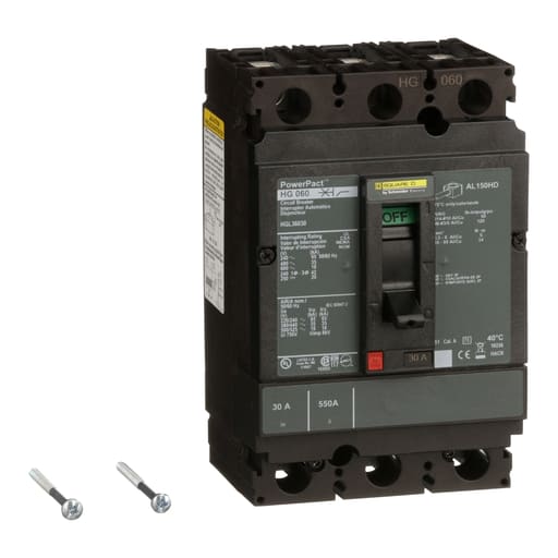 Square-D / Schneider - Square D HGL36030 3-Pole 30 Amp 600 Volt Thermal Magnetic Molded Case Circuit Breaker