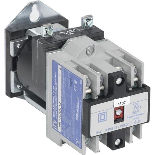 Square-D / Schneider - Square D 8501XUDO1200V63 125 VDC 10/5 Amp 12-Pole 12NO Panel Mount DC Operated Industrial Utility Relay