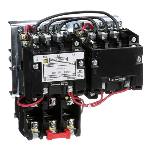 Square-D / Schneider - Square D 8736SBO4V02S 110/120 VAC 18 Amp 5 Hp 3-Phase 3-Pole Open Type Full Voltage Reversing Magnetic Starter