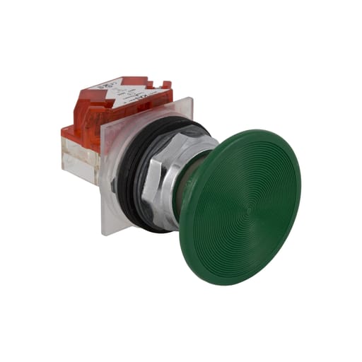 Square-D / Schneider - Square D 9001KR25G 30 mm Green Body Metal Bezel Momentary Mushroom Round Non-Illuminated Push Button Operator