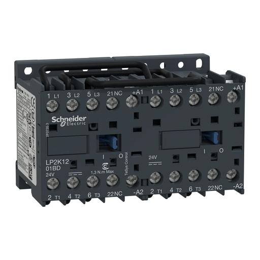 Square-D / Schneider - Square D LP2K1201BD 575 VAC 12 Amp 3-Pole 1NC Screw Clamp Terminal Reversing IEC Contactor