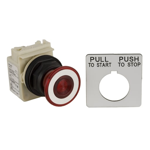 Square-D / Schneider - Square D 9001SKR9P35LRRH13 30 mm 600 VAC 2-Position 1NO 1NC Red Body Plastic Bezel Push-Pull Illuminated Push Button