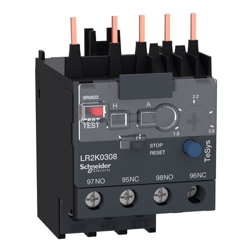 Square-D / Schneider - Square D LR2K0308 600 Volt 2.6 Amp 3-Pole 1NO 1NC Bi-Metallic Screw Clamp Terminal Thermal Overload Relay