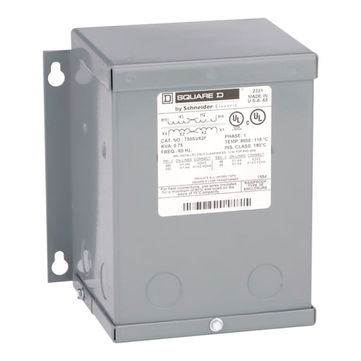 Square-D / Schneider - Square D 750SV82F 0.75 kVa 240 x 480 VAC Primary 24/48 VAC Secondary Dry Type Buck and Boost Transformer