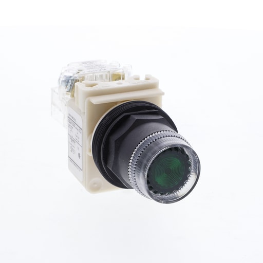 Square-D / Schneider - Square D 9001SK1L38LGGH13 30 mm 600 VAC Momentary 1NO 1NC Green Body Plastic Bezel Illuminated Push Button