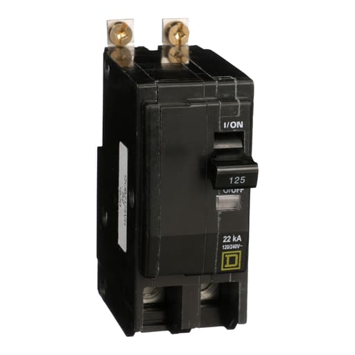 Square-D / Schneider - Square D QOB2125VH 2-Pole 125 Amp 240 Volt Bolt-On Thermal Magnetic Miniature Circuit Breaker
