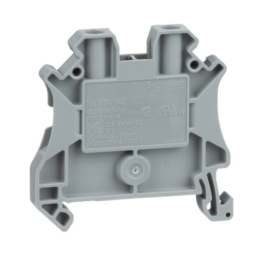 Square-D / Schneider - Square D NSYTRV42 4 mm 2-Point Gray 26 to 10 AWG Solid/Stranded Copper Screw Terminal Block