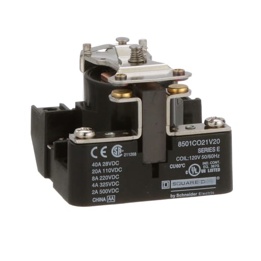 Square-D / Schneider - Square D 8501CO21V20 120 VAC 30 Amp 1-Pole SPST 1NO Panel Mount AC Operated Power Relay