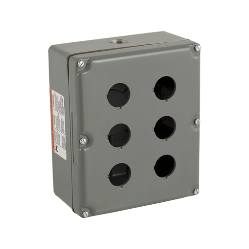 Square-D / Schneider - Square D 9001KY6 6.75 x 8 x 3.84 Inch NEMA 1/3/4/13 6-Hole Push Button Control Station Enclosure