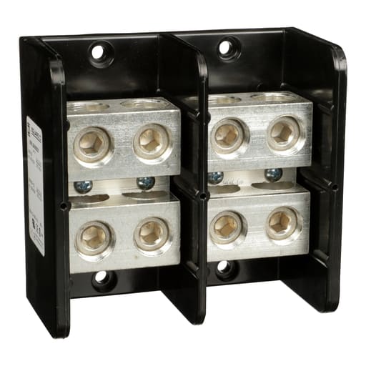 Square-D / Schneider - Square D 9080LBA2652021 760 Amp 600 Volt 4 AWG to 500 MCM Primary Phenolic 2-Pole Standard Power Distribution Block