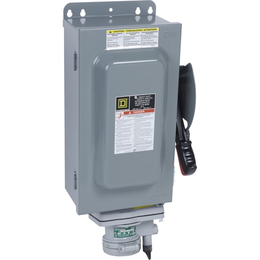 Square-D / Schneider - Square D HU362WA 600 VAC 60 Amp 3-Pole Class H/J/K/R Non-Fusible Heavy Duty Receptacle Switch