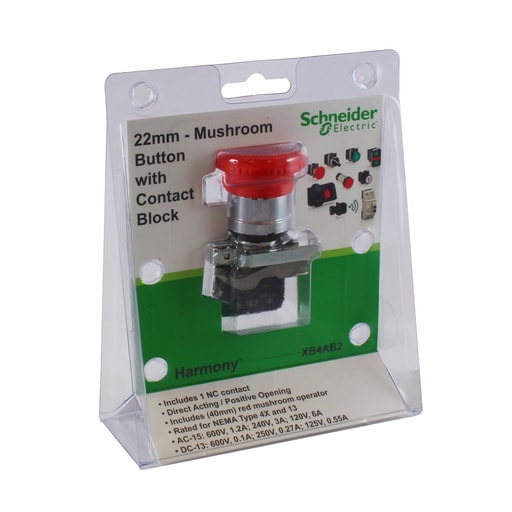 Square-D / Schneider - Square D XB4AB2 22 mm Mushroom Head Push Button