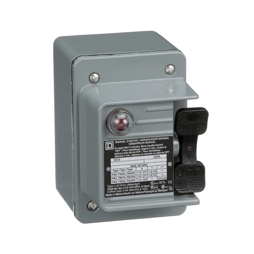 Square-D / Schneider - Square D 2510FW1P 277 VAC 16 Amp 1 Hp 1-Pole NEMA 4 Non-Reversing Manual Starter