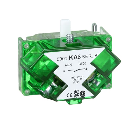 Square-D / Schneider - Square D 9001KA6 600 VAC 10 Amp 1NO Silver Alloy Screw Clamp Terminal Push Button Contact Block