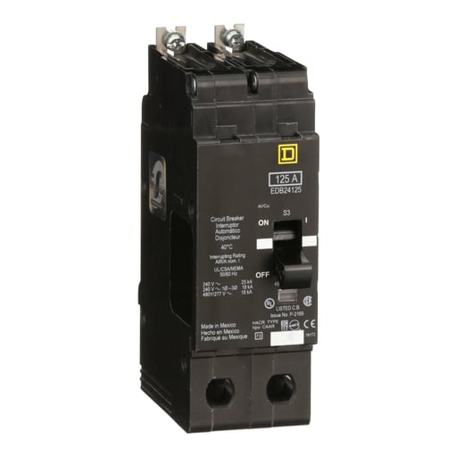 Square-D / Schneider - Square D EDB24125 2-Pole 125 Amp 480 Star/277 Volt Thermal Magnetic Miniature Circuit Breaker