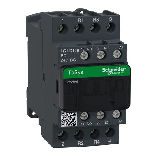 Square-D / Schneider - Square D LC1D128BD 600 VAC 12 Amp 4-Pole 1NO 1NC Screw Terminal Full Voltage Non-Reversing IEC Contactor